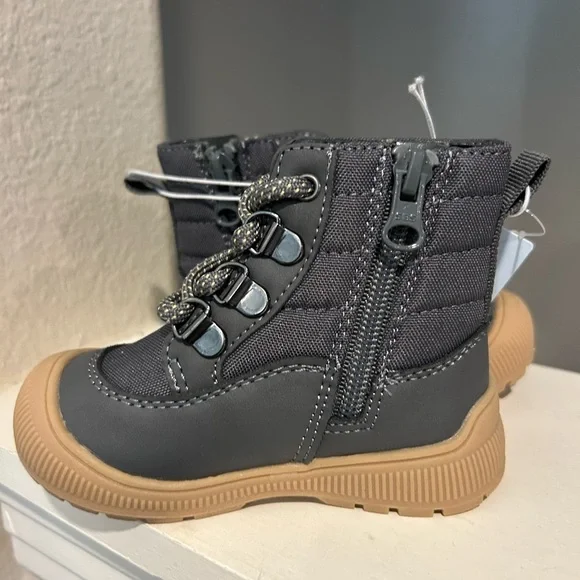 Cat and Jack Boys/Girls Charcoal Gray Fox Boots Toddler Size 5 - Picture 5 of 9